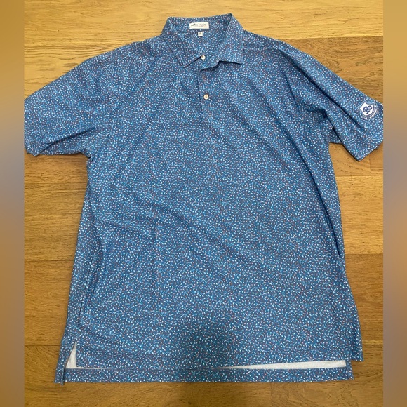 Peter Millar Men’s Summer Comfort Blue Bird Golf Polo with logo on sleeve XL EUC - Picture 2 of 4